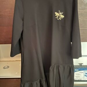 Black and Gold Ruffled Embellished Dress for Work